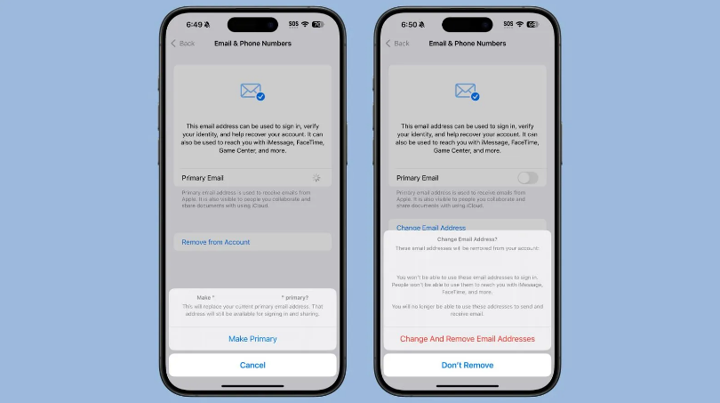 干河街道苹果手机维修分享苹果 iOS 18.1 支持设置“主要”邮箱地址并更改 iCloud 邮箱 